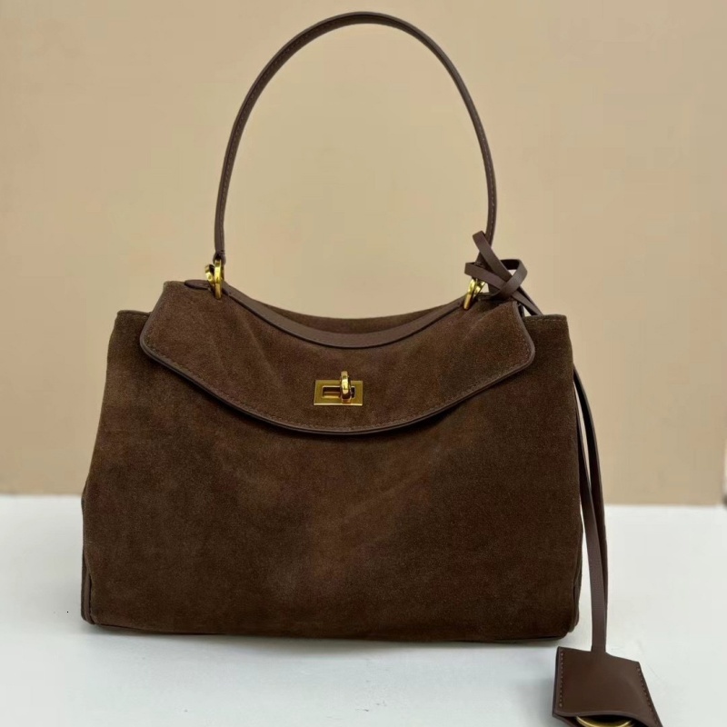 New Autumn And Winter Genuine Suede Leather Tote Bag, Women's Handbag Casual Shoulder Crossbody Bag Check