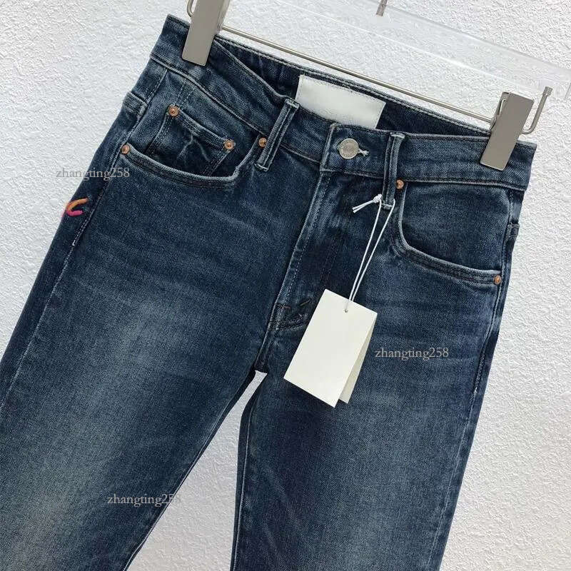 Women's Jeans Mother Autumn Winter High-waist Embroidery Micro-flare Cropped