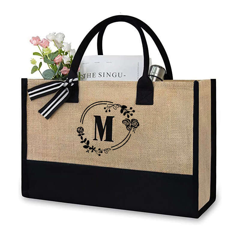 2024 Hot Selling Jutebag Fashionable and Simple Letter Tote Large Capacity Handheld Huangma Guangzhou Bag