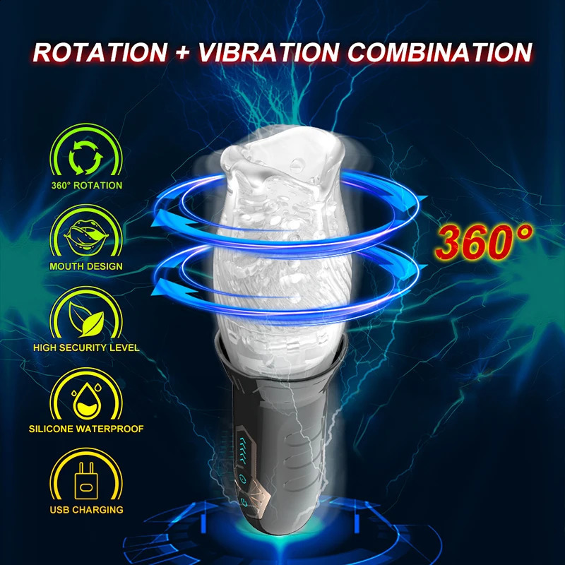Automatic Electric 360° Rotating Sucking Male Blowjob Piston Masturbator Cup Vagina Real Oral Vibrator Sex Toys for Adults Men 241118
