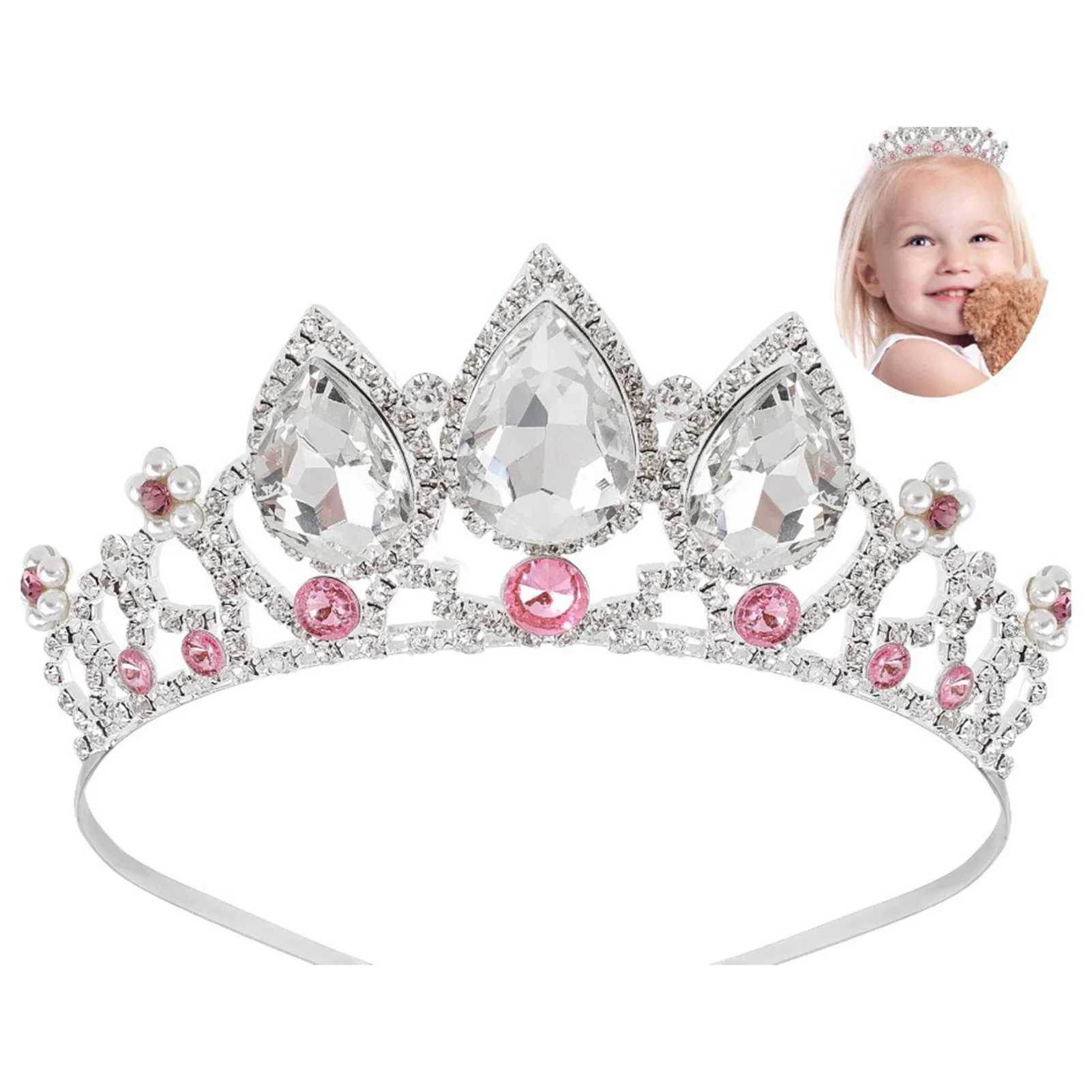 Princess Crown for Women Girls Kids Sparkling Diamond Tiaras Bridal Wedding Hair Jewelry Accessories Simple Crystal Headband W241118