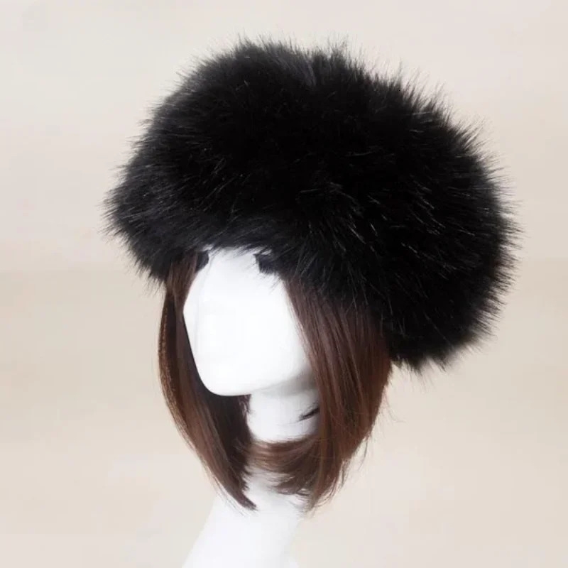 Winter Thick Furry Hairband Fluffy Russian Faux Fur Women Girl Headband Hat Outdoor Earwarmer Ski 241116