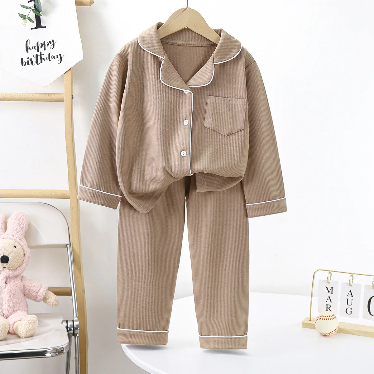 Teenager Boys Solid Pajamas Childrens Sleepwear for 10 12 14 16 Years Kids Pyjamas Homewear Baby Girls Pijamas Suit Loungewear 241118