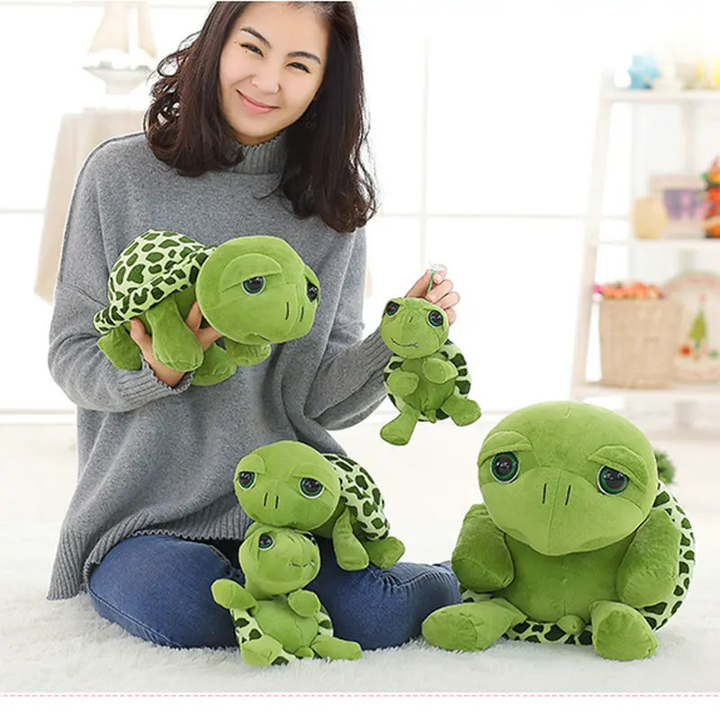 20100cm Cute Super Green Big Eyes Stuffed Tortoise Doll Turtle Animal Plush Toy Boy Girl Birthday Gift 241118