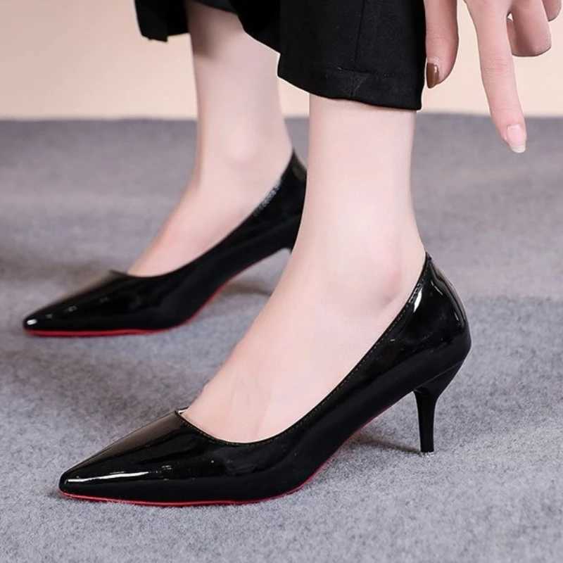 for Women Red Shiny Bottom Pumps Brand Large Size High Heel Shoes Sexy Party Pointed Toe Wedding ShoesC241014