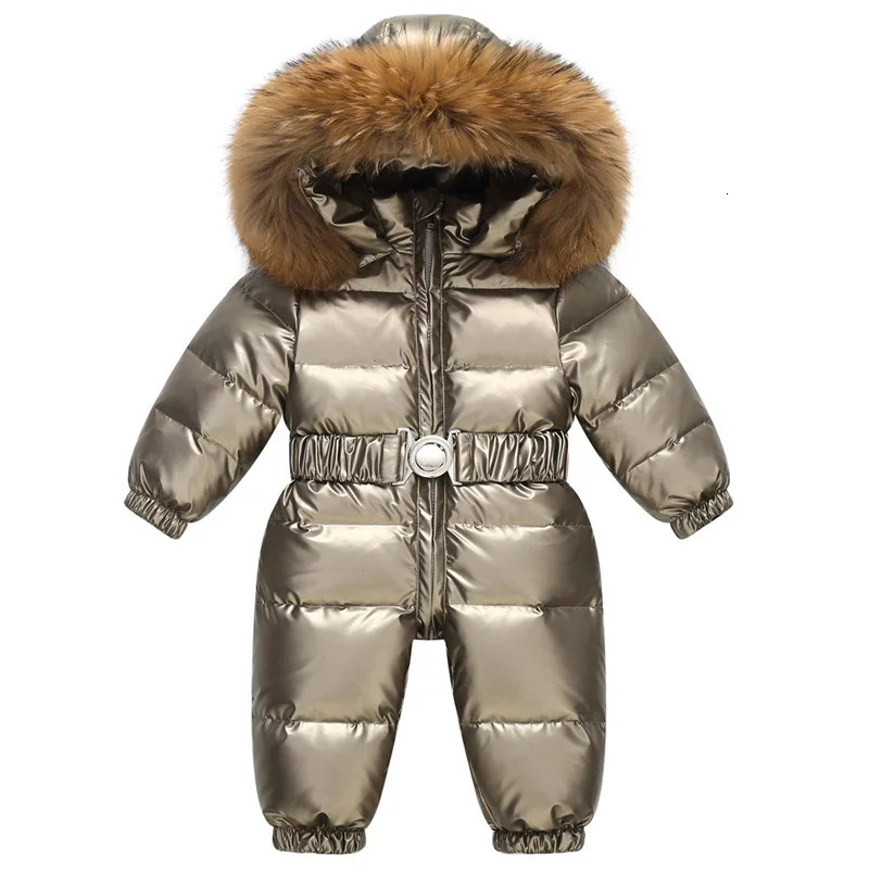 Children Winter Overalls Waterproof Hooded Girl Down Jacket Baby Boy Warm Jumpsuit Toddler Faux Fur Ski Suit Kids Snowsuit 241118