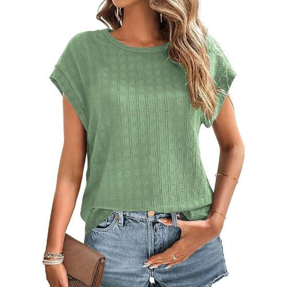2024 New Women's Wear Dihua Checkered Casual Loose Round Neck Short Sleeve T-shirt F41825