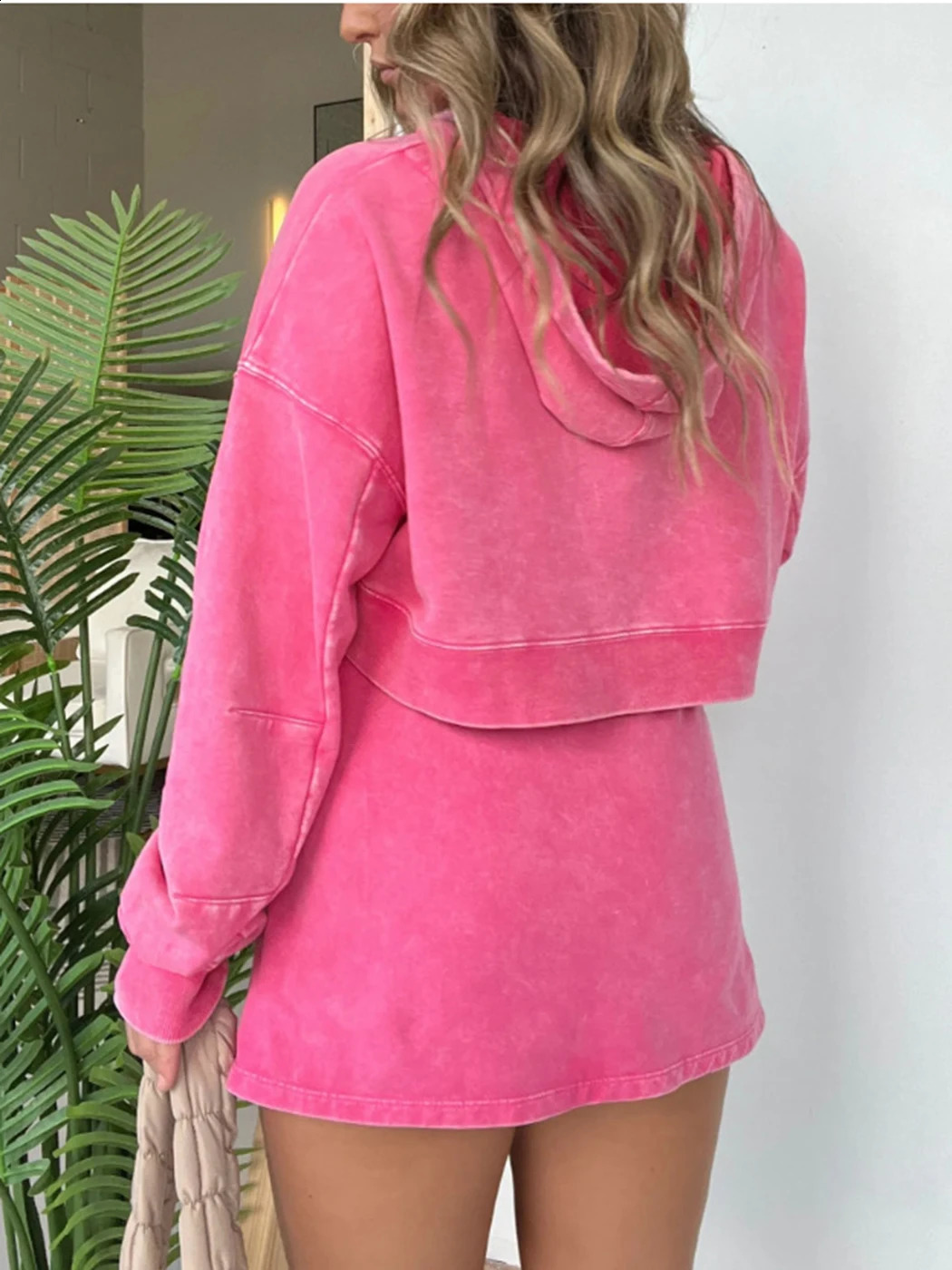 Vintage Short Sweatshirt And Skirt Set Apring Autumn Pullover Tops Slit Skirt Two Piece Sets 241118