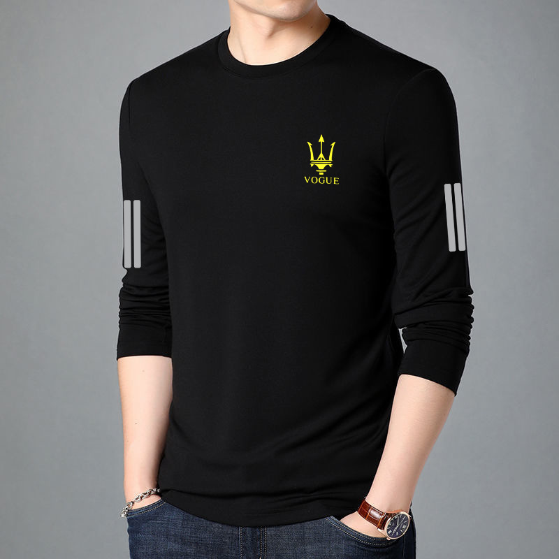 Men's long sleeved T-shirt, men's autumn inner wear, men's loose elastic base shirt, men's printed T-shirt