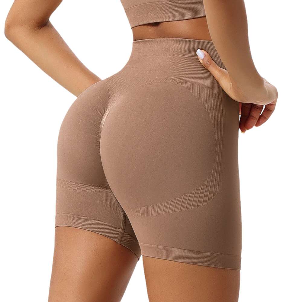Summer Outwear Sports Bottom with No Awkwardness Thread Honey Peach Yoga Shorts Seamless High Waist Tight and Hip Lifting Pants F41820