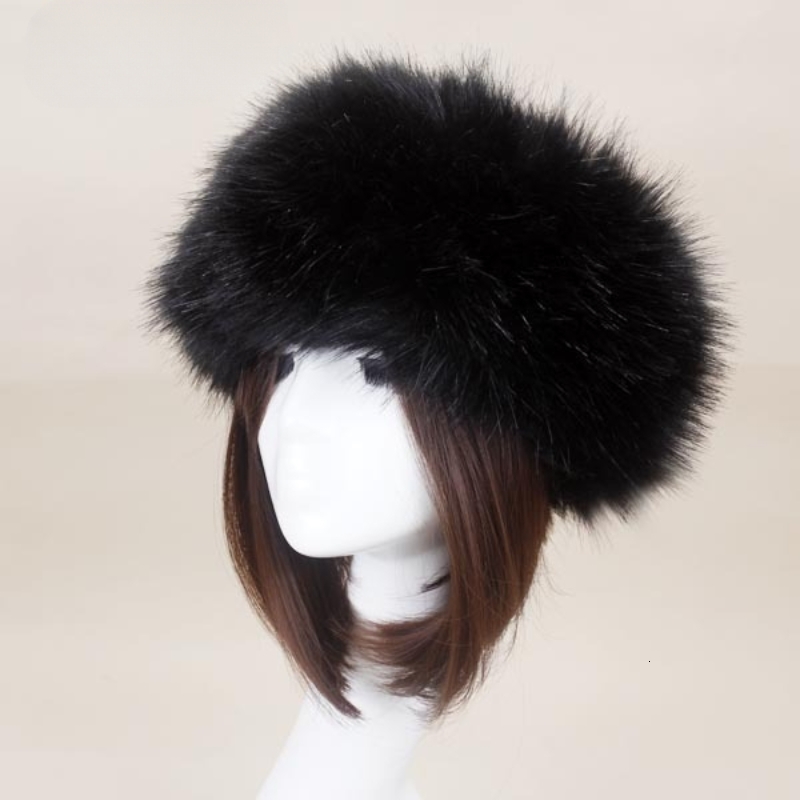 Winter Thick Furry Hairband Fluffy Russian Faux Fur Women Girl Headband Hat Outdoor Earwarmer Ski Hats y241116