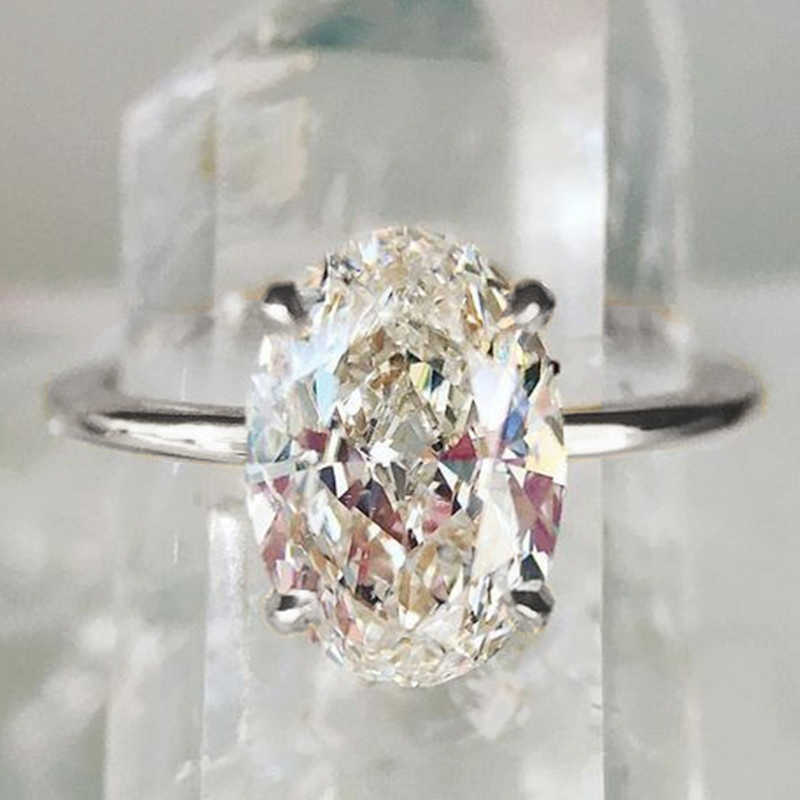 Top quality Luxury Oval Crystal Cubic Mosan Diamond CZ Ring Shiny Gold Color Engagement moissanite Rings for Women Wedding Cocktail Party Gift Fashion