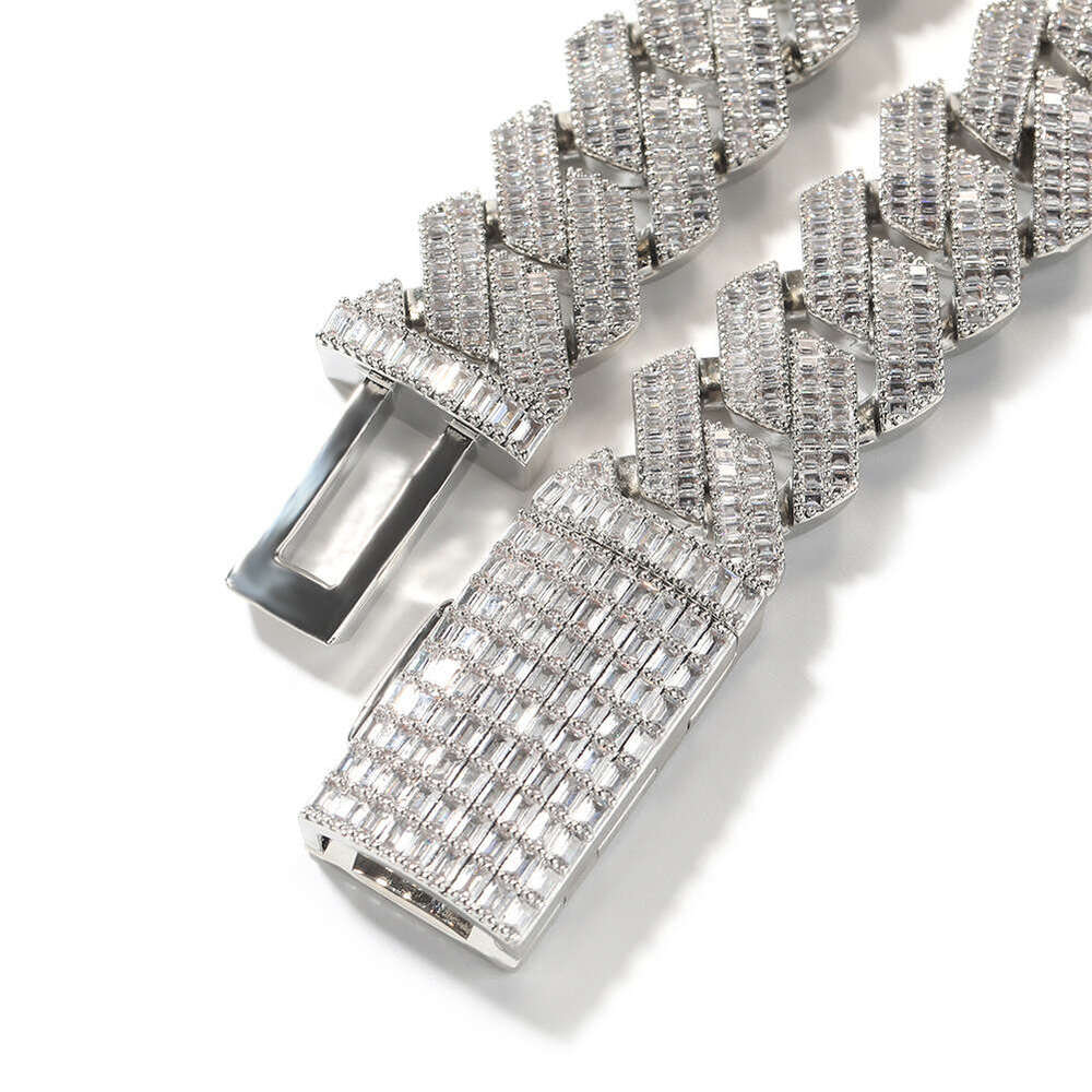 Pass Dia Tester Gra Certificates 20mm Width One Row Sterling Sier Vvs Moissanite Cuban Link Chain Necklace NO2