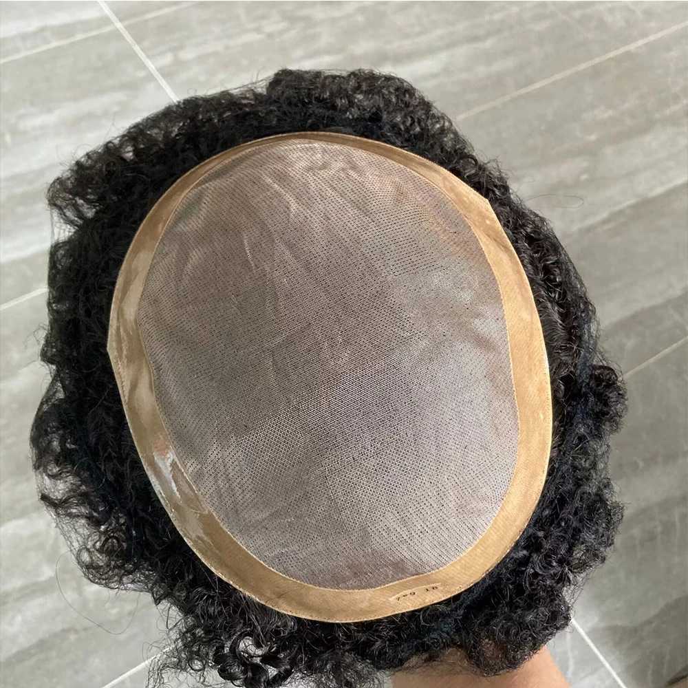 8mm 10mm 12mm African Black Mens Toupee Deep Weaving Device Twisted Curly Toupets Single Lace and NPU Wig 360 Wave Style M241118