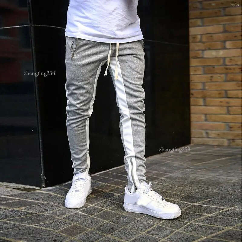 Men's Pants Men Jogger Fitness Slim Gym Long Sweatpants Contrast Colors Elastic Waist Drawstring Breathable Autumn Trousers 2024