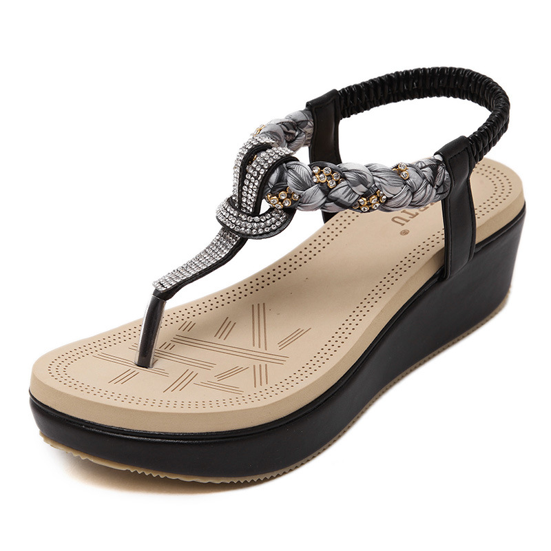 Top quality Brand High Quality New Style Free Delivery Designer GAI Bohemian Sandals Women Slippers Wedge Gladiator Sandal Womens Elastic Beach Shoes 