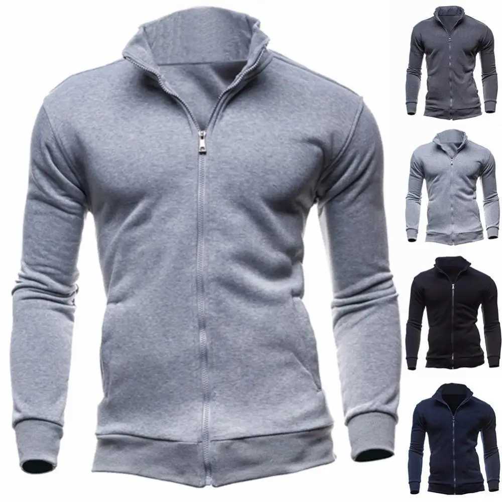 High Quality Fashionable mens zipper casual jacket brand mens stand up collar sportswear mens hoodless zipper sportswear T241118