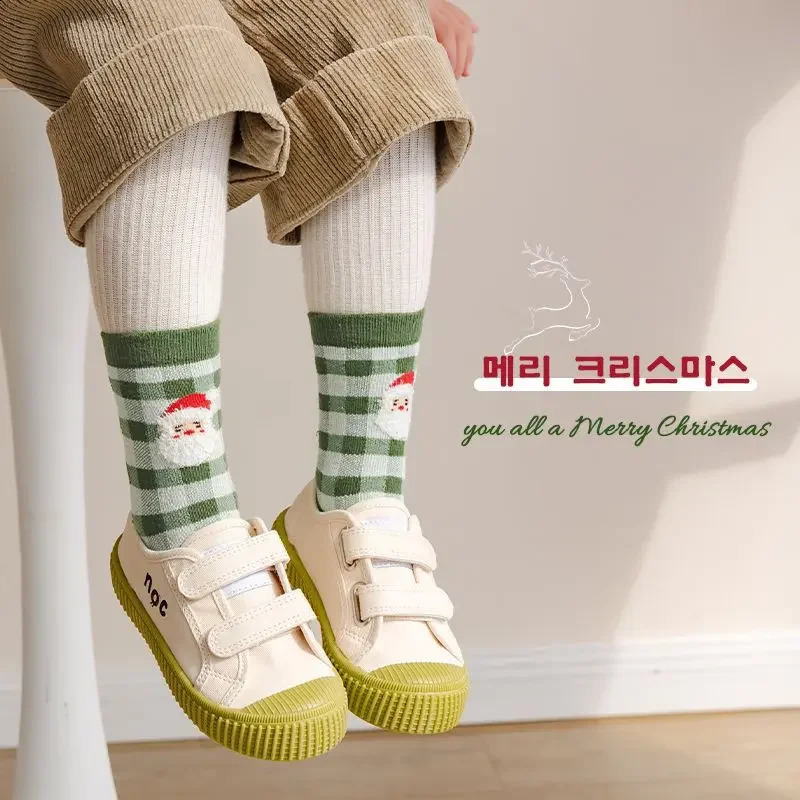 5 pairs of autumn and winter baby girl Christmas cotton socks Chinese Year holiday red socks for children and boys aged 1-12 241118