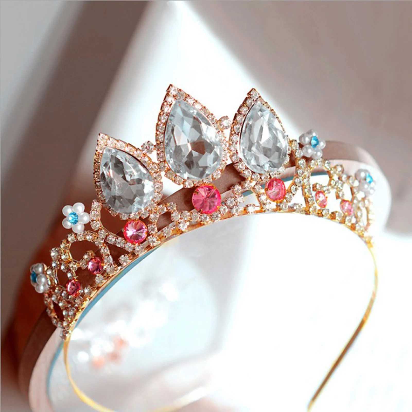 Princess Crown for Women Girls Kids Sparkling Diamond Tiaras Bridal Wedding Hair Jewelry Accessories Simple Crystal Headband W241118
