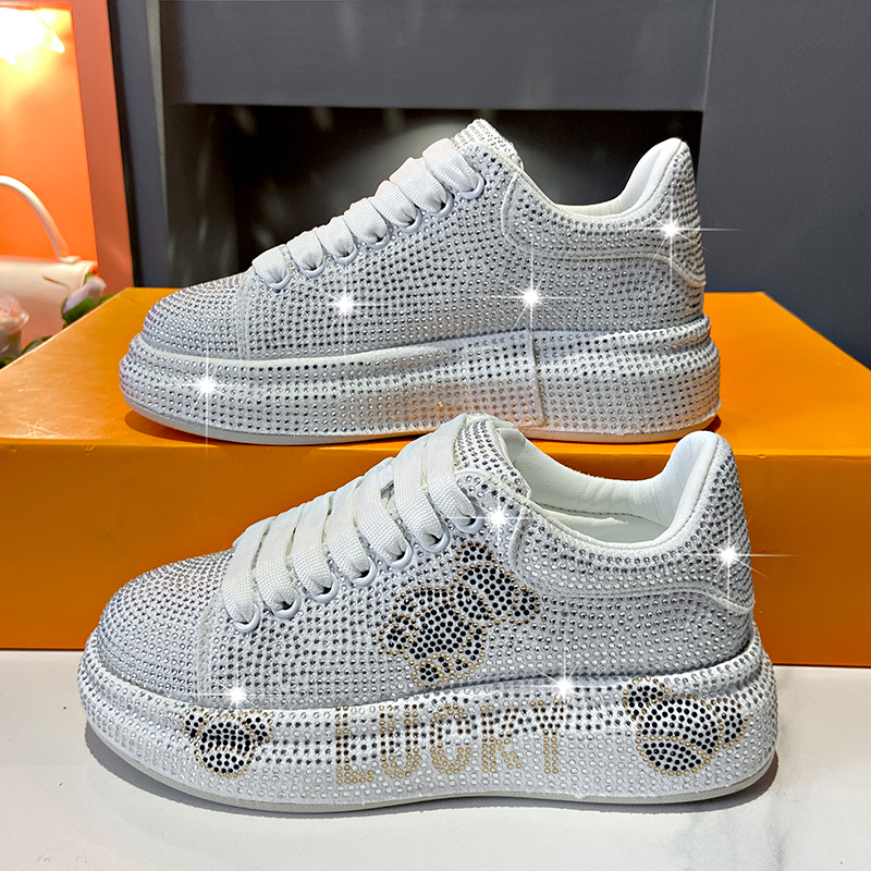 Luxury Women's Sneakers with Sparkles Shoes Woman Shoe Luxury Platform Woman-shoes Trainers Rhinestone Fashion Heels Casual Shoe Designer rhinest