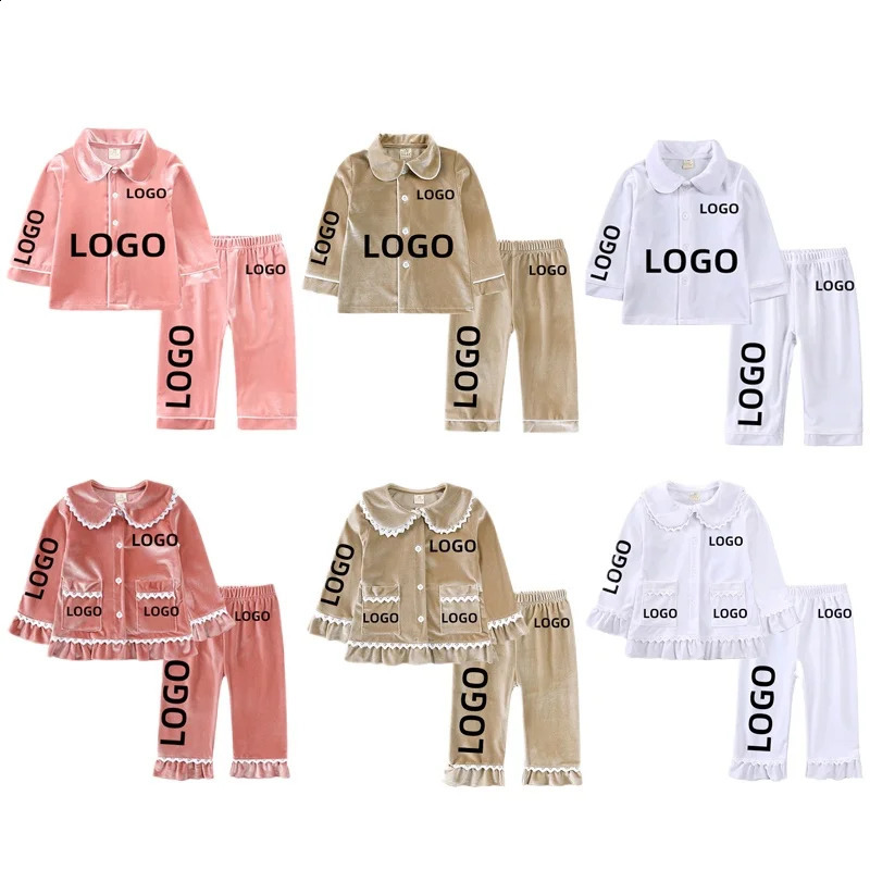 Customized Personalized Boys and Girls Pajamas Velvet Christmas Baby Pajama Set Long Sleeve Childrens TopPants Pjs Pajamas 241118