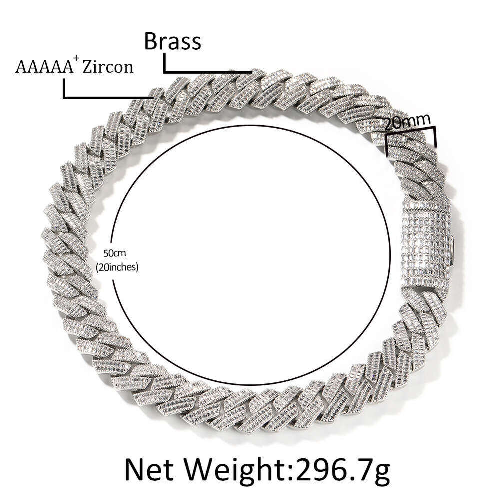 Pass Dia Tester Gra Certificates 20mm Width One Row Sterling Sier Vvs Moissanite Cuban Link Chain Necklace NO2