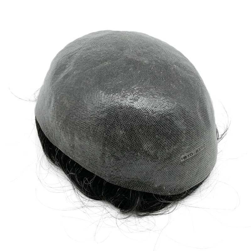 Ultra thin skin 0.06mm natural hair mens Toupee mens wig replacement system hair piece protection Caar Hbre M wig M241118