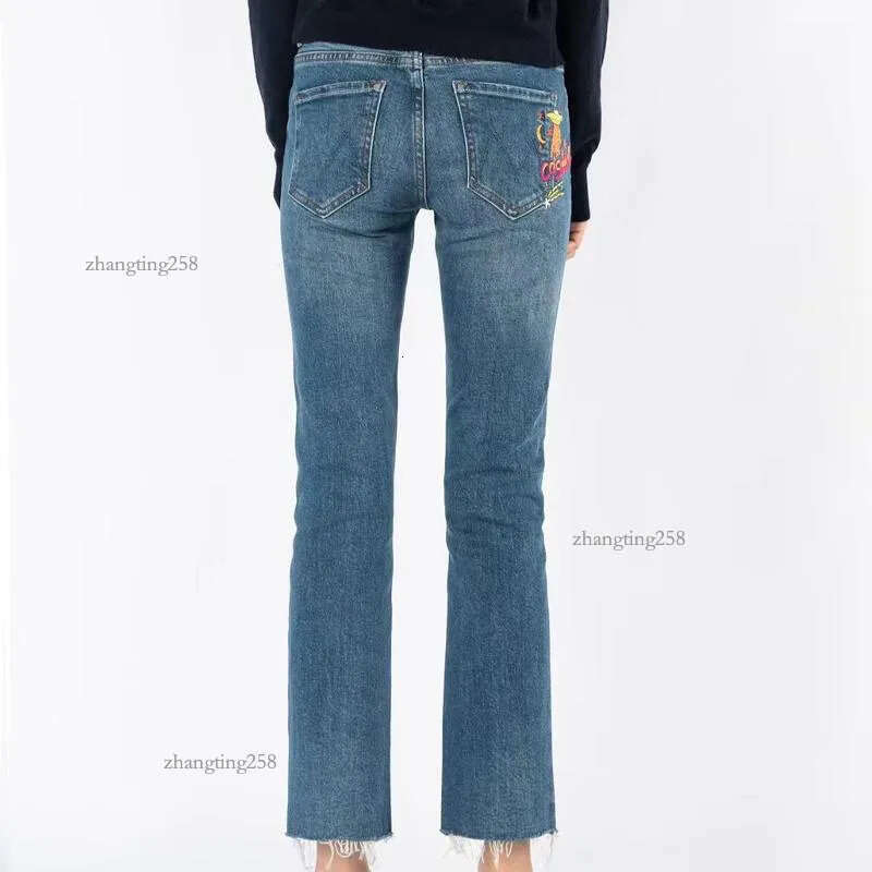 Women's Jeans Mother Autumn Winter High-waist Embroidery Micro-flare Cropped