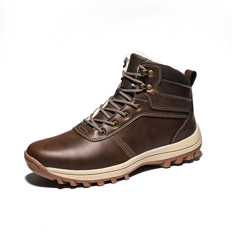 Winter hot hiking shoes with thick fleece and warm snow boots, outdoor lightweight and fashionable Martin boots