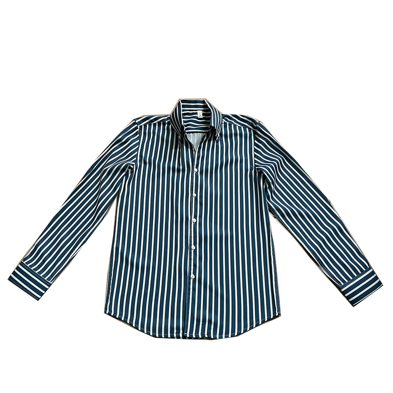 Men's Casual Shirts Luxury Gold Striped Shirt Men Long Sleeve Slim Top Quality British Business Formal Dress Camisa Social Masculina