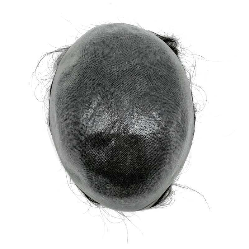 Ultra thin skin 0.06mm natural hair mens Toupee mens wig replacement system hair piece protection Caar Hbre M wig M241118