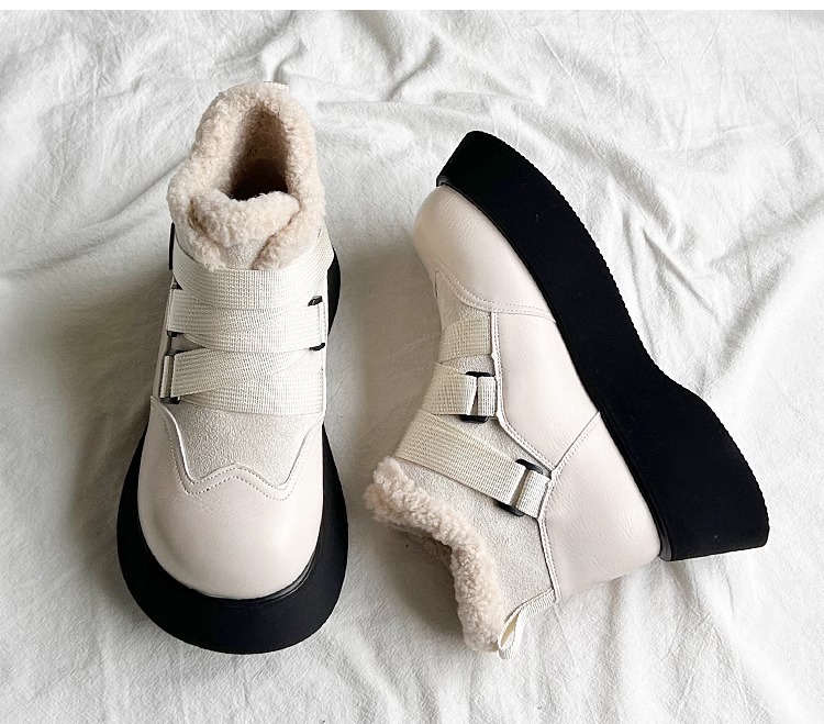 Women's Boots:Thick Sole Increase Height Short 2024 Design Sense Winter Warm Martin Boots Cotton Anti-Slip Snow Boots,Brown/Beige,fashion