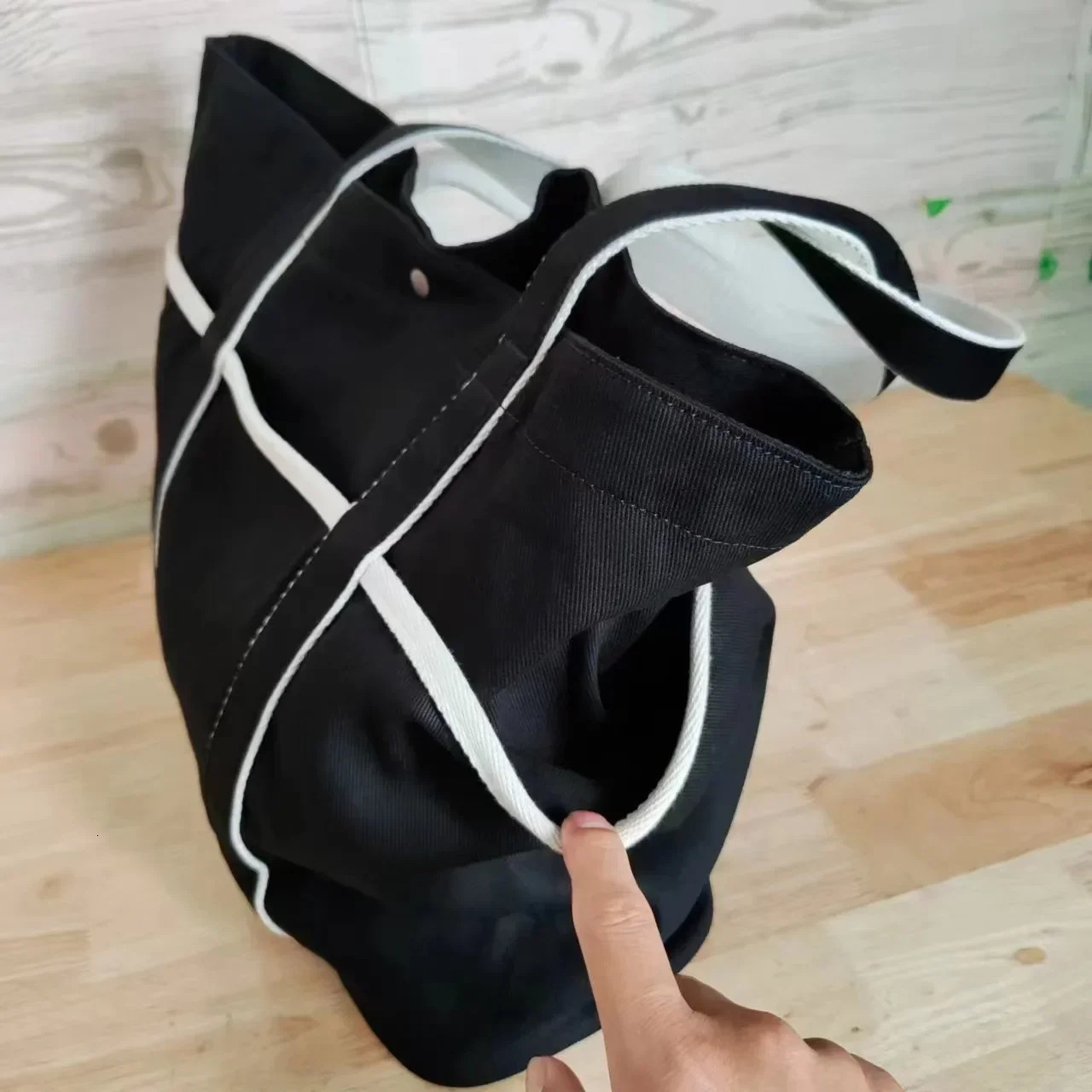 New Canvas Handbag Shoulder Tote Yoga Beach Bag Outdoor Sports Cotton Fabric Pleated BagVoyage