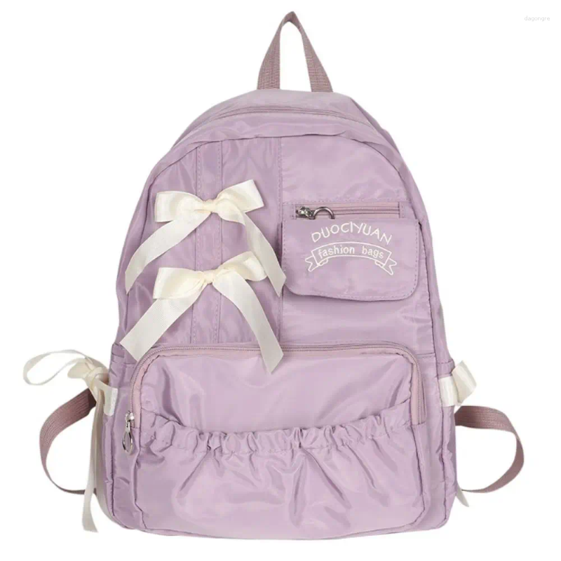 2025 NEW School Bags wer Bow Backpack Kawaii Canvas Large Capacity Students Bag Storage College Style Shoulders Outdoor