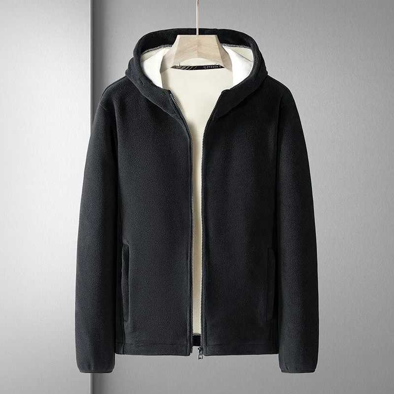 High Quality New Winter Basic Thick Warm Hoodie Mens Zipper Polar Fce Sportswear Plus Size Solid Casual Hot Hoodie 7XL 8XL T241118