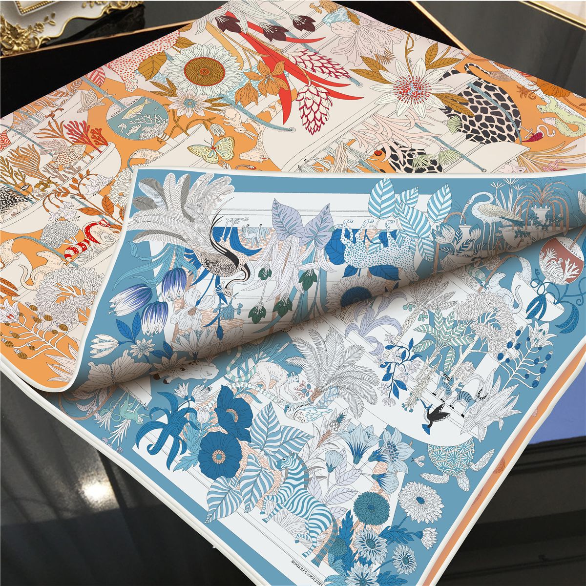 Two Sided Twill Scarf 90cm Women Rolled Edge 90 Silk Scarfs Shawls Square Lady Bandanas Handmade Hair Foulard Femme Bag Bandana Christmas gifts