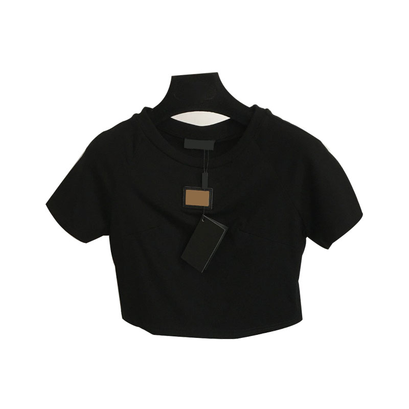 2026 Designers T-shirts Fashion T Shirts Women New metallic lettering trim short crop short sleeve T-shirt White Black ladies top Tops crop top C