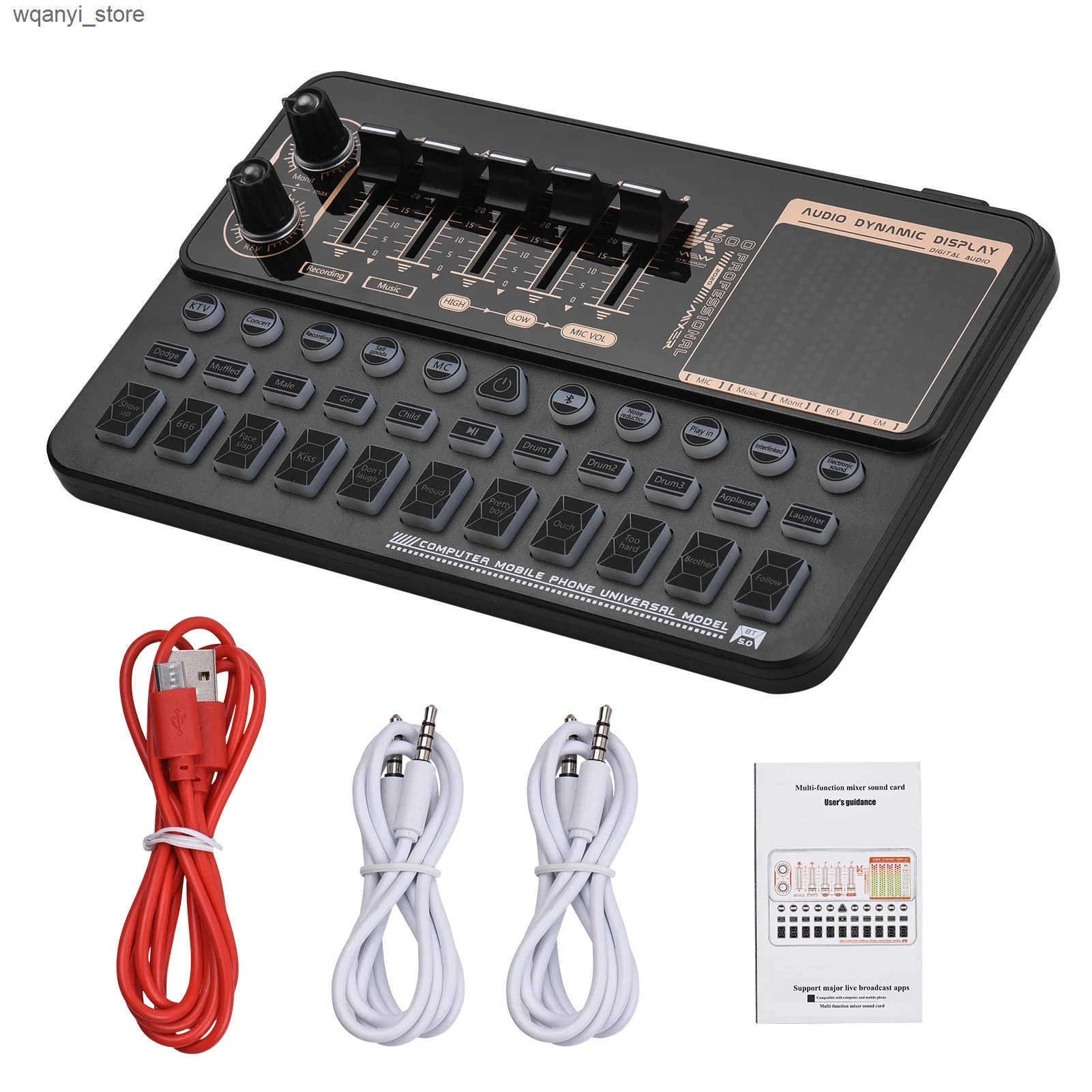 Sound Cards SK500 portable sound card speech converter device audio mixer kit microphone stand for computer live streaming online sound mixer L240910