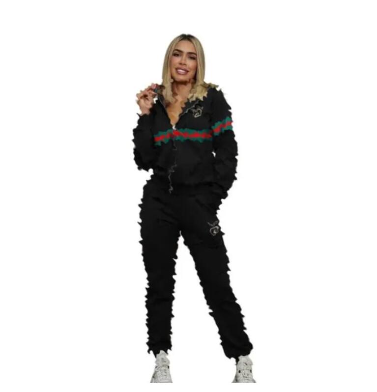 Designer Womens Tracksuits Knit Sweater zip up hoodie Suit Casual Tops Joggers Suit Fashion women jacket Jumpers Pants two Pieces Sets
