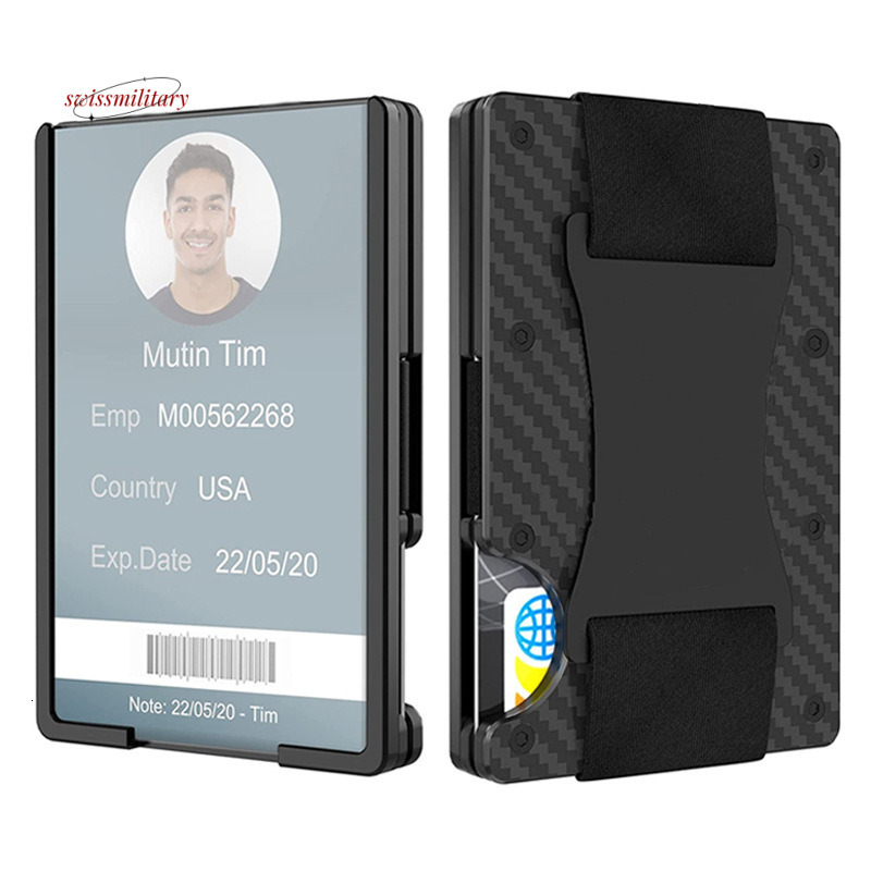 Aluminum alloy Air tag tracker men's wallet with transparent window business holder card bag #33 swissmilitary