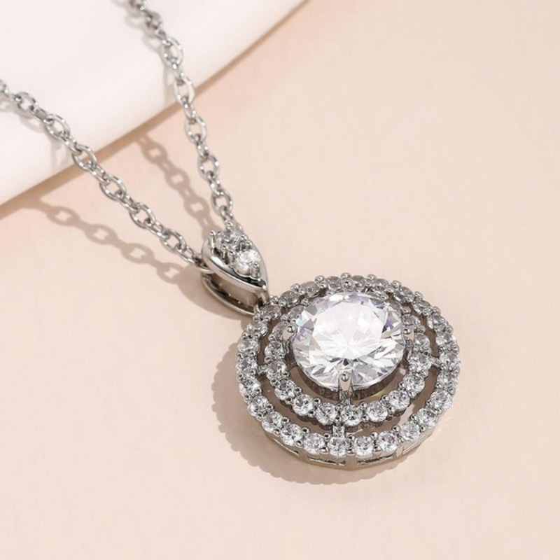 Designer Jewellery High Quality Delicate Moissanite Solitaire Necklace Bridal Wedding Romantic Gift Textured Elegant Accessory