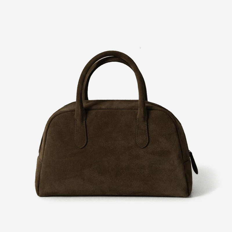 Genuine Suede Leather Top Handle Purse For Women Design Vintage Boston Handbag Fashion Bohemian Lady Phone Bag Check BagVoyage