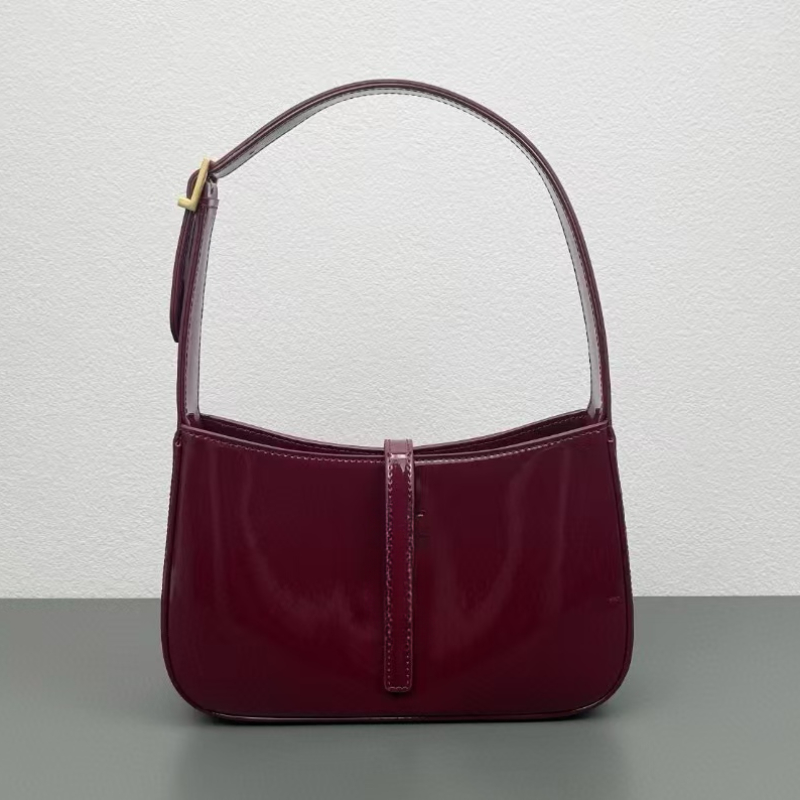 Designer Patent Leather Shoulder Bag Le5a7 Underarm Hobo Women Luxury Fashion Purses And Handbags Le 5 a 7 Female Smooth Shining Leather Clutch Sling Armpit Bags 2960