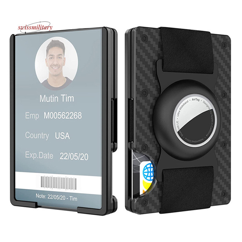 Aluminum alloy Air tag tracker men's wallet with transparent window business holder card bag #33 swissmilitary