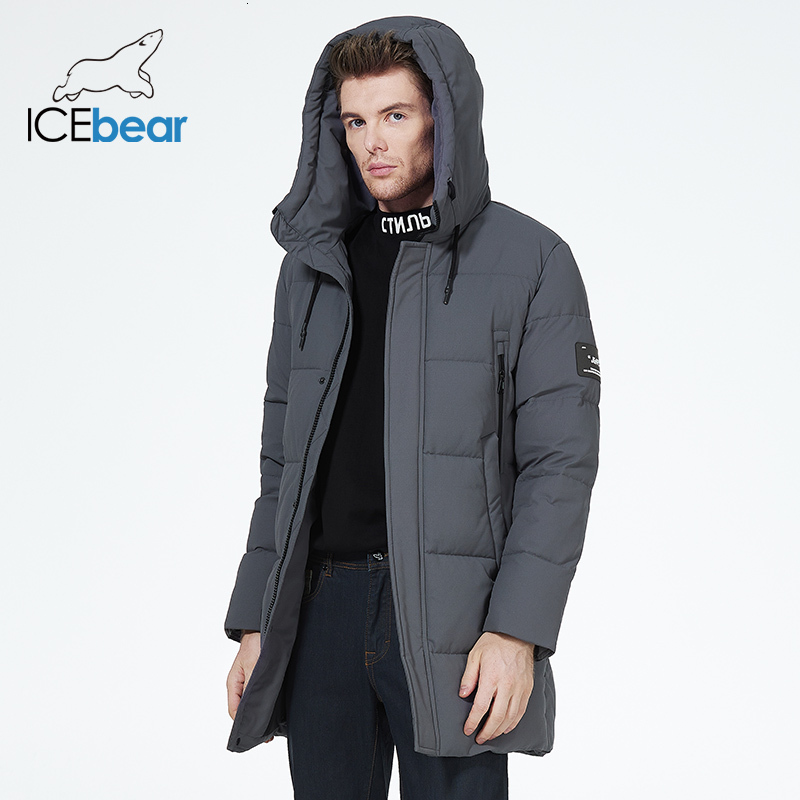 Icebear 2023 Winter Clothing Thicken Warm Hooded Men's Mid-Length Coat Fashionable Cotton Jacket Mwd3061d