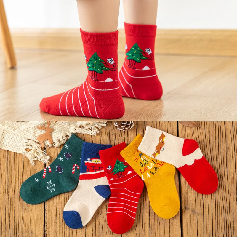 1-12 Year Childrens Socks Autumn Winter Socks Childrens Cotton Christmas Socks Student Girls Cartoon Cute Warm Socks 241118