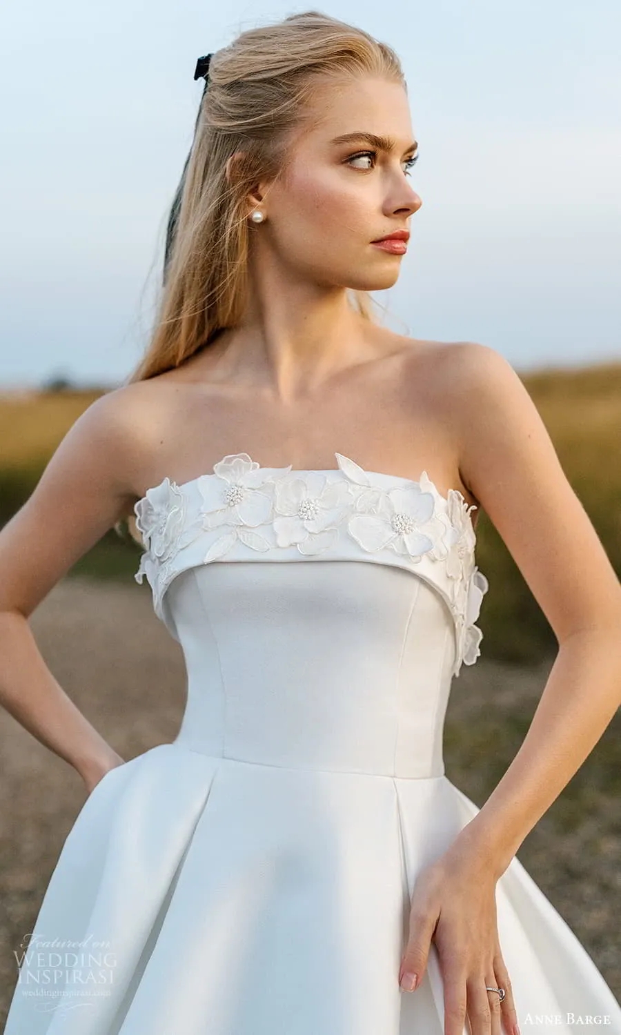 Strapless A Line Wedding Dresses Elegant Satin Boho Gowns Sexy High Split Sweep Train Simple Bride Women Marriage Robes de Mariee YD