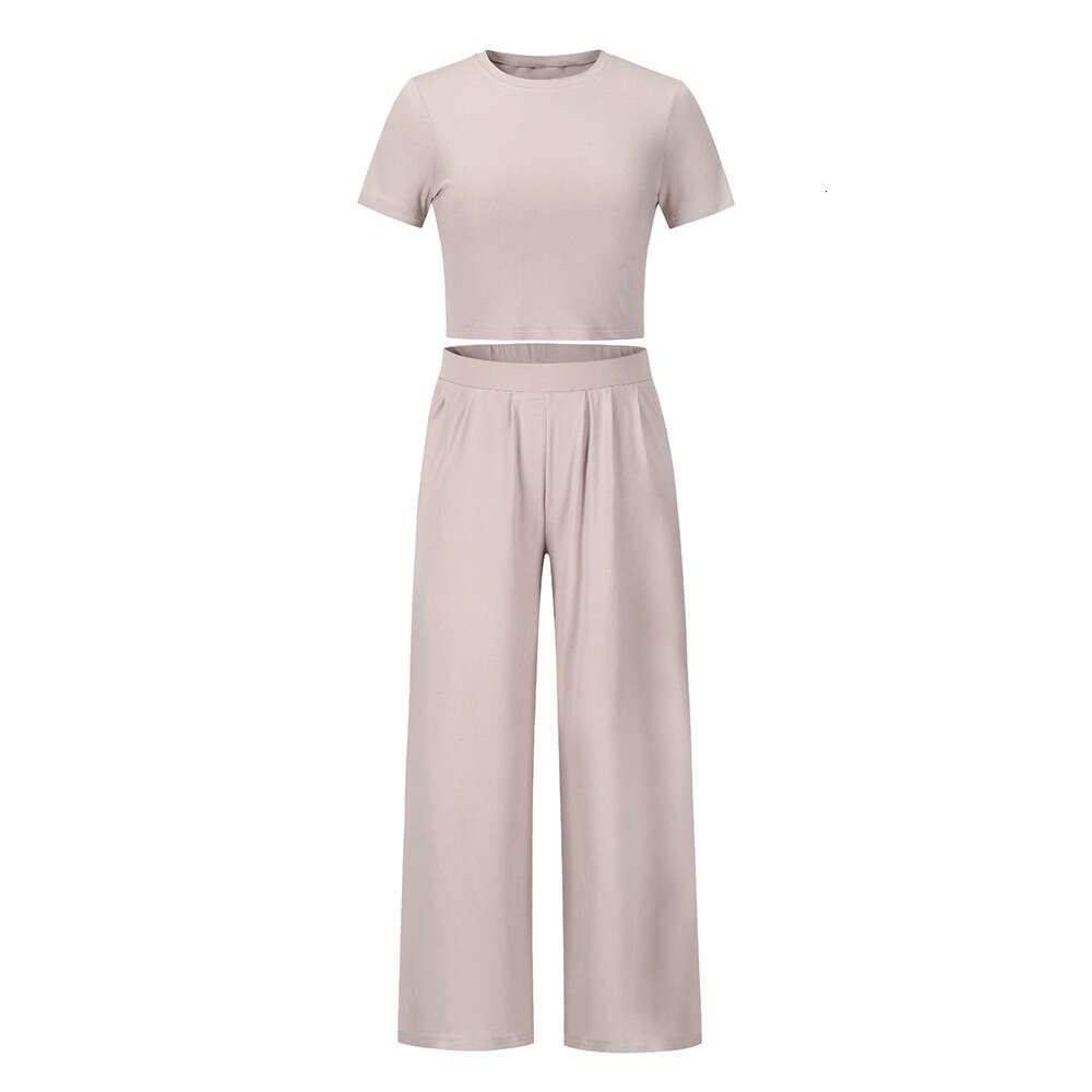 Fashion Casual 2024 Spring/summer New Short Sleeve T-shirt+pants Two Piece Set Large Women's Wear F41837