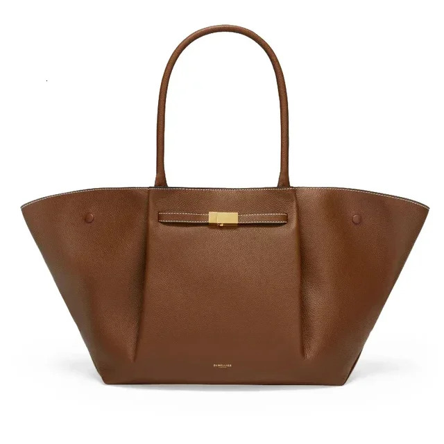 Niche Brand Design Ladies Shoulder Pure Color High-End Leather Large Capacity Shopping Bag Fashion Women's Handbag Genuine Leather