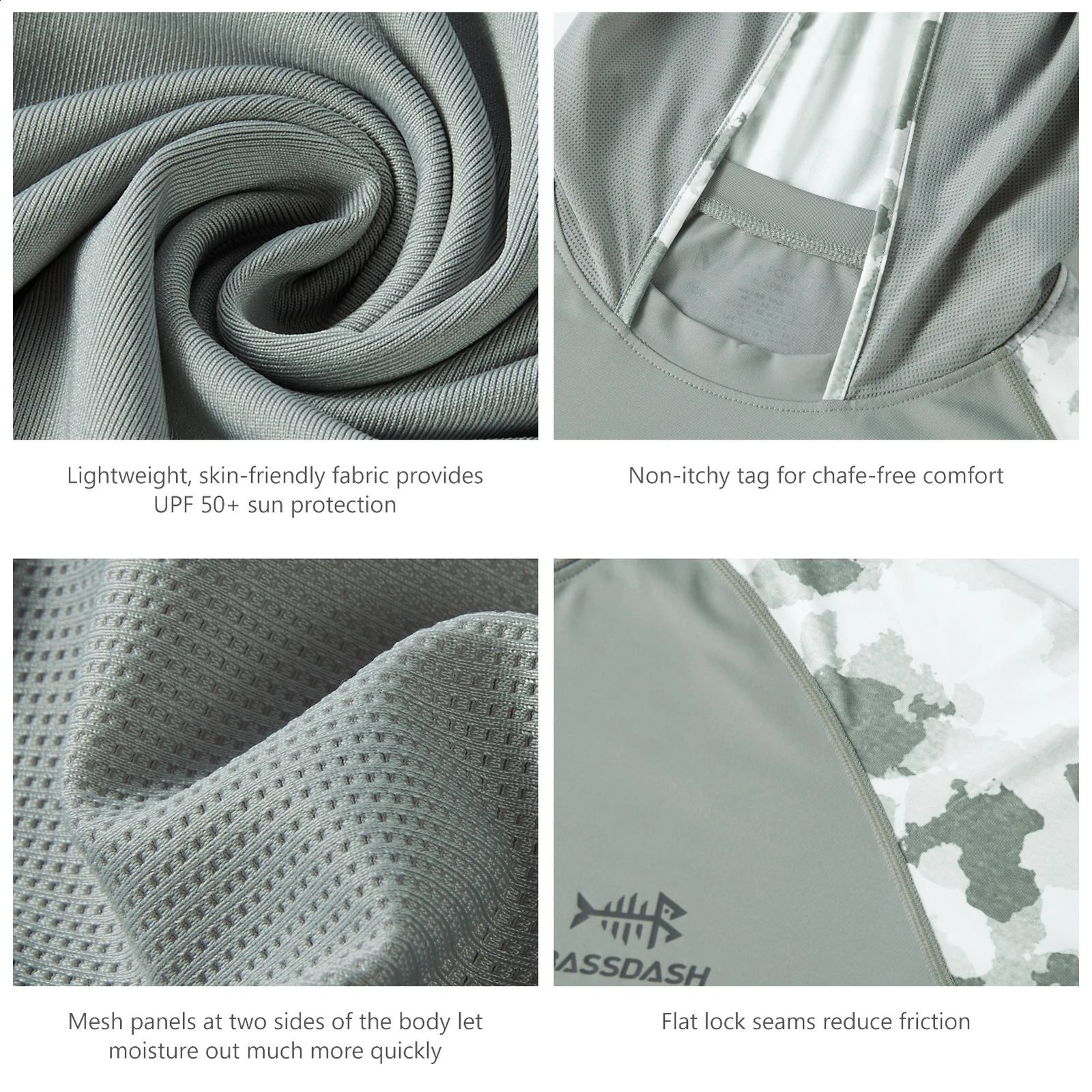 Bassdash Mens UPF 50 Performance Fishing Shirt Cooling Hoodie Camo Long Sleeve FS17M 241116